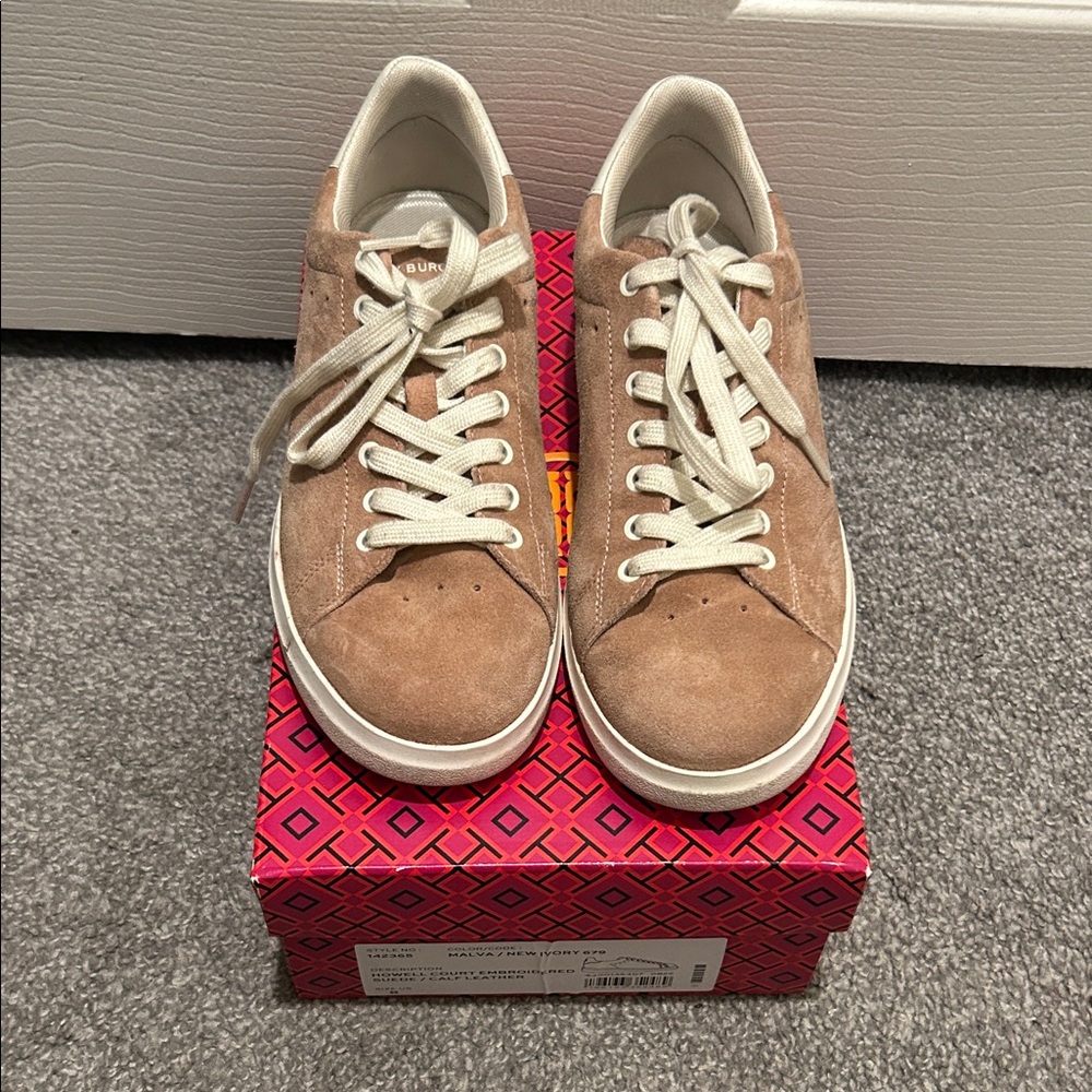 Tory Burch Mauve/ Ivory Suede Sneakers